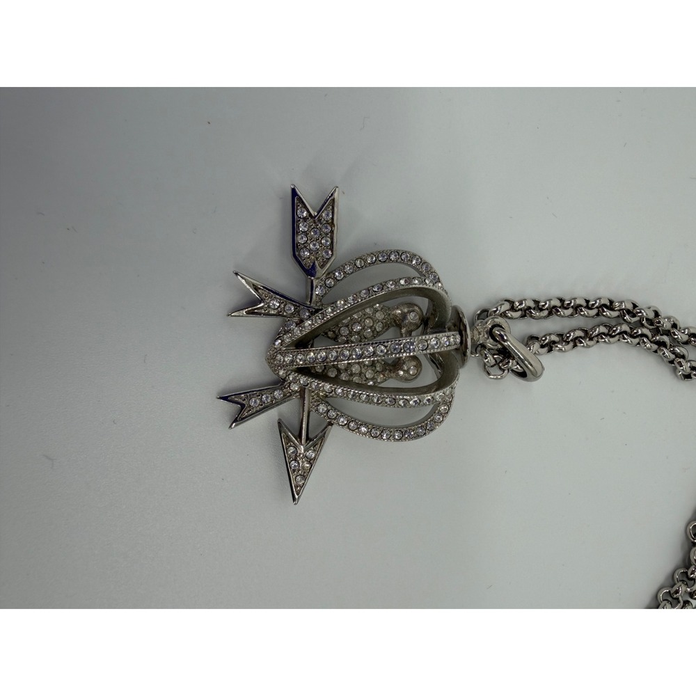 Authentic Vivienne Westwood Crystal Orb Necklace Archive Silver Tone Statement